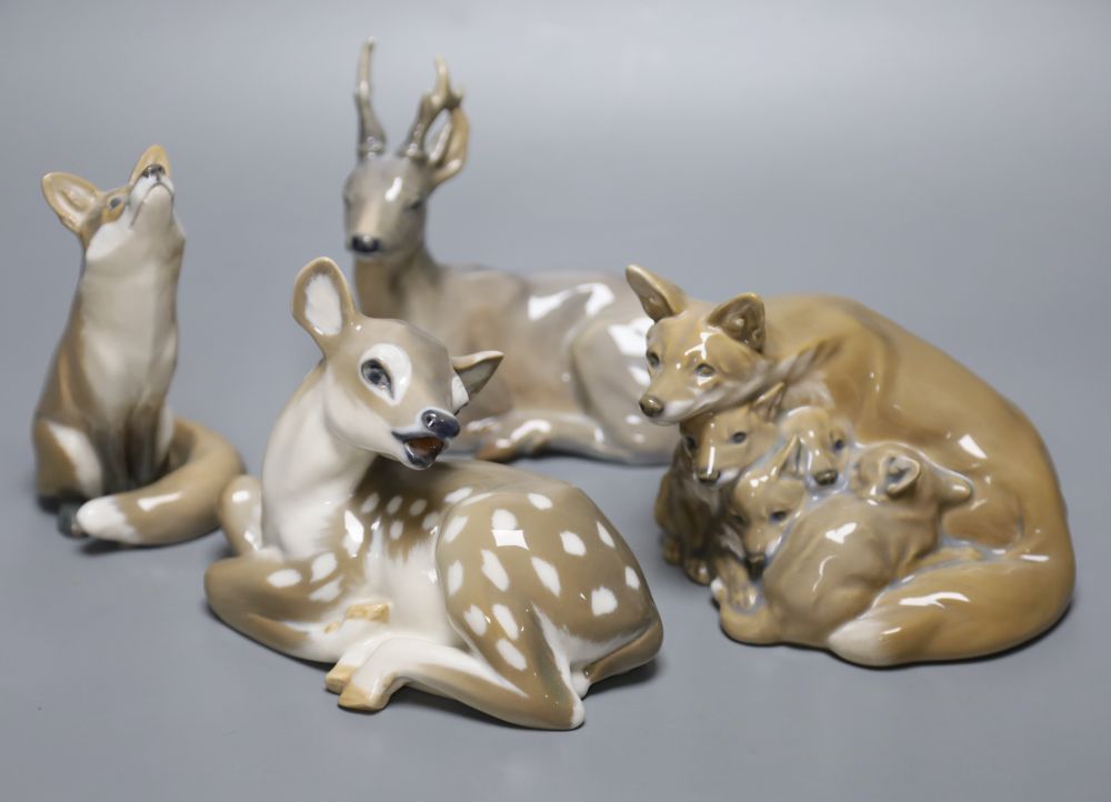 Royal Copenhagen: two deer, a fox and a fox group